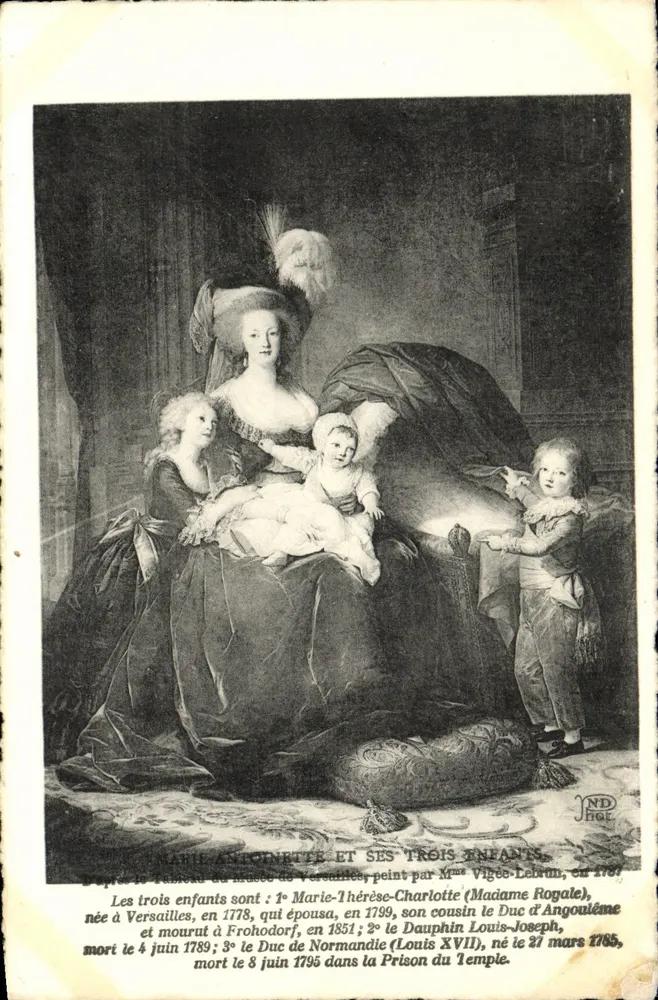 Marie-Antoinette und ihre drei Kinder — nach dem Gemälde aus Versailles, gemalt von Mme Vigée-Lebrun, 1788 — n°795 - Vorderseite