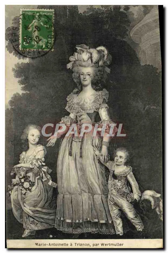 Marie-Antoinette in Trianon, von Wertmuller — Nachbildung einer Malerei — Verlag Mme Moreau, Versailles - Vorderseite