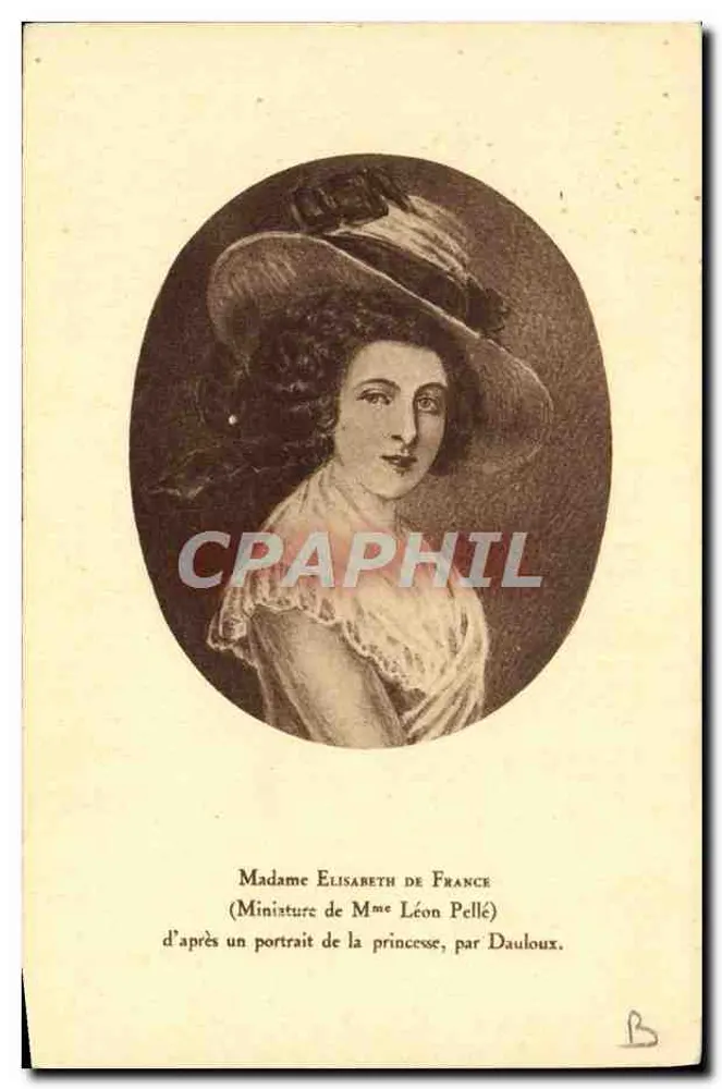 Madame Elisabeth von Frankreich — Miniatur nach einem Porträt der Prinzessin, von Dauloux — Verleger nicht sichtbar - Vorderseite