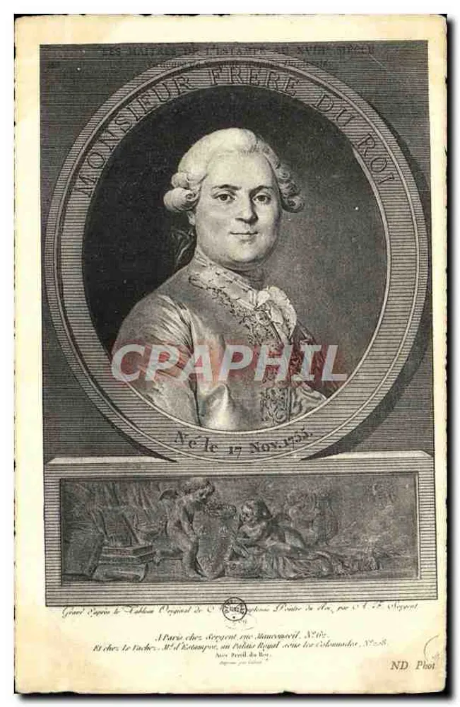 Retrato do Senhor Frère du Roi — Gravura de S. P. Seggent — N° 28 - Frente