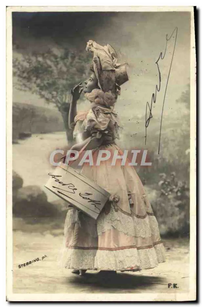 Frau in Rüschenkleid mit Korb — Stebbing, ph. — P.K. - Vorderseite