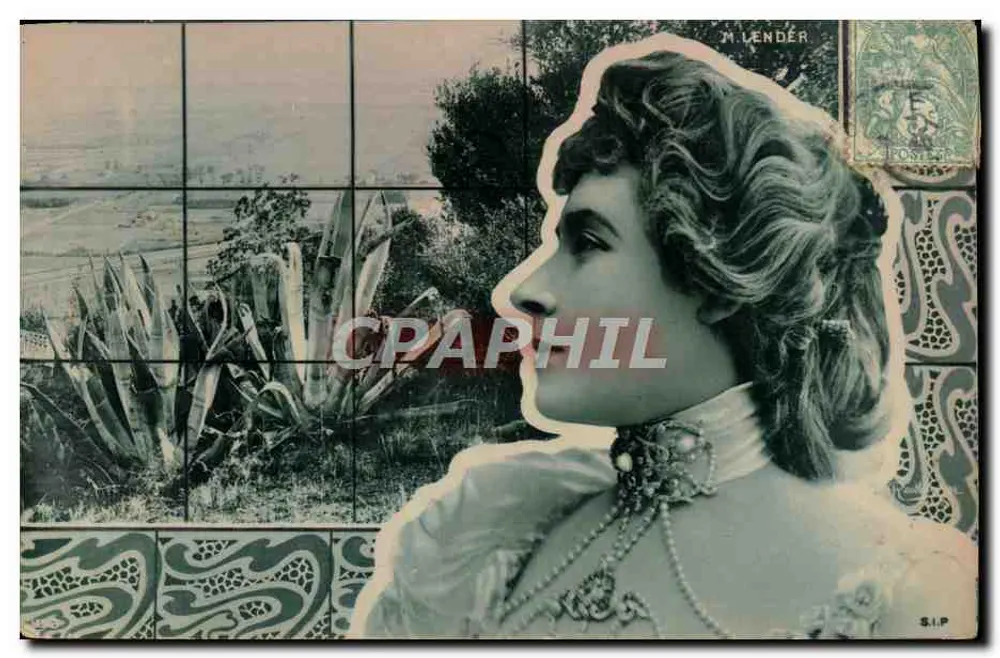Porträt einer Frau — Landschaft mit Agaven — M. LENDÉR, Verlag S.I.P. - Vorderseite