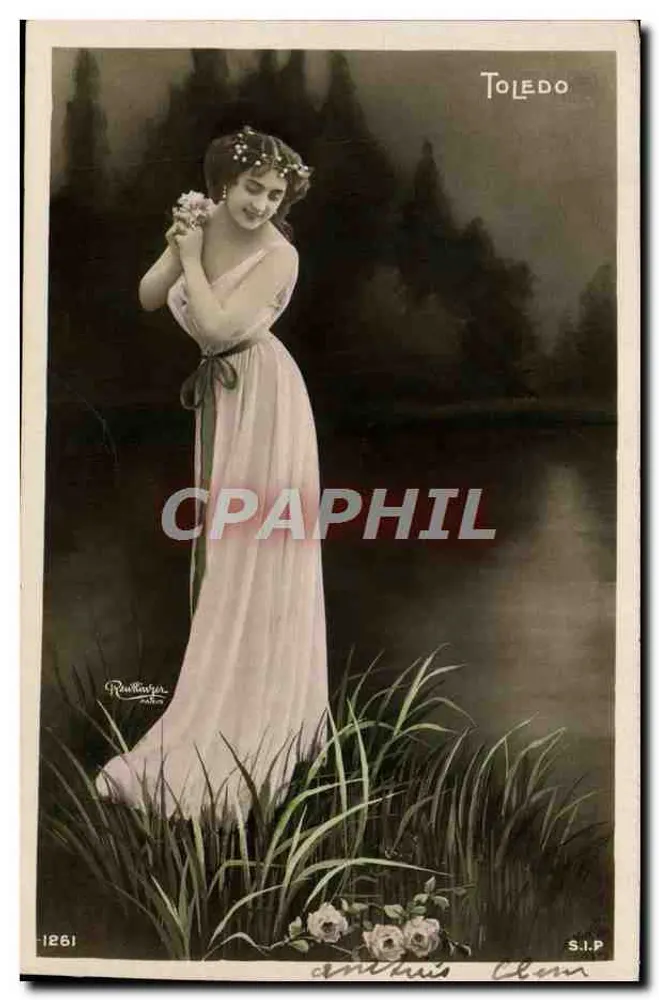 Frau in langer Robe in Toledo — Künstlerleinen — Verlag S.I.P. Nr. 1261 - Vorderseite