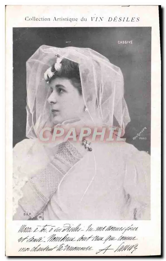 Mujer en vestido de novia — Colección Artística del VIN DÉSILES — editada por REGOUTANDER, PARIS - Anverso