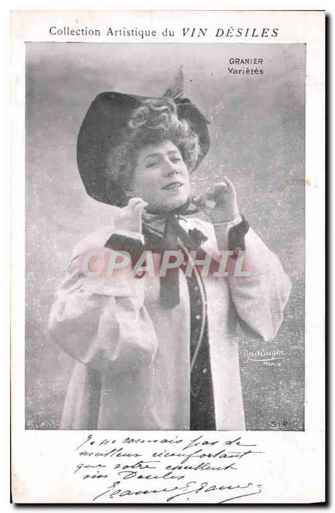 Frau mit Hut aus Federn — Künstlerische Sammlung von VIN DÉSILES — Granier Variétés, Paris - Vorderseite