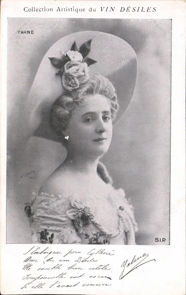 Yahne — Retrato de mulher com chapéu adornado — Coleção Artística do VIN DÉSILES - Frente