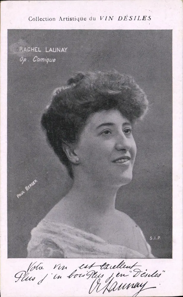 Rachel Launay — Komödiantin — Künstlerische Sammlung VIN DÉSILES, herausgegeben von Paul Berger - Vorderseite