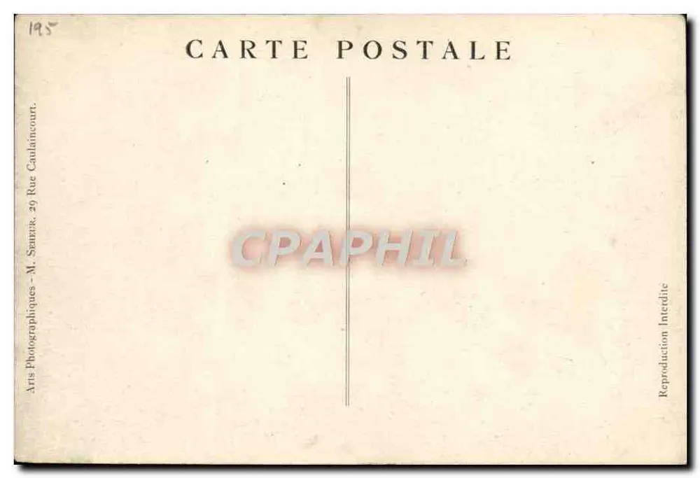 Wagram-Saal Paris — Ballsaal — Verlag Arts Photographiques M. Seznior - Rückseite