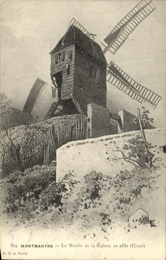 Montmartre — Das Windrad der Galette aus dem Jahr 1830 (Ciceri) - Vorderseite