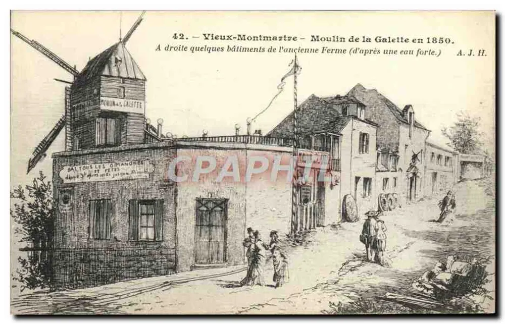 Alt-Montmartre — Mühle der Galette im Jahr 1850 — A. J. H. - Vorderseite