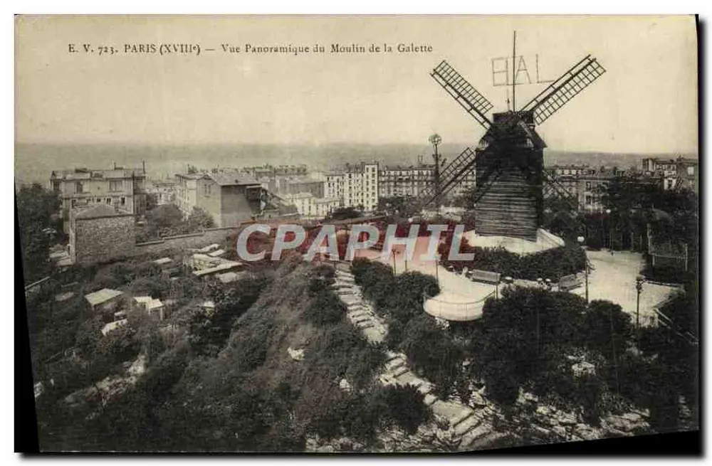 Paris (XVIIIe) — Panoramablick auf den Moulin de la Galette — E.V. 723 - Vorderseite