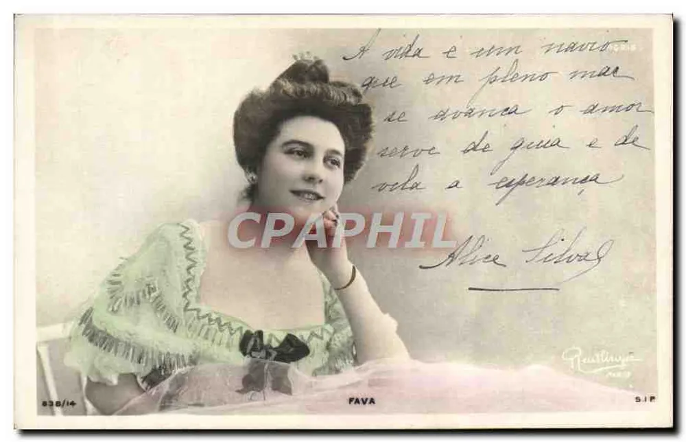 Mulheres — Retrato de uma jovem mulher com vestido de mangas largas — FAVA, editada por Rautlhyrie, n° 838/14 - Frente