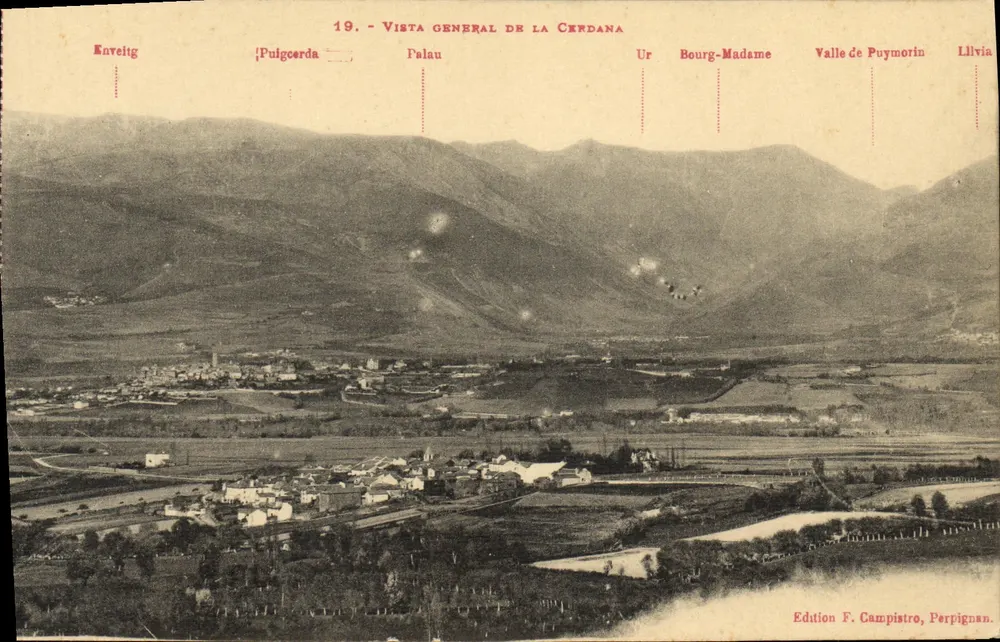 Allgemeiner Blick auf die Cerdanya — Ausgabe F. Campistro, Perpignan — n°19 - Vorderseite