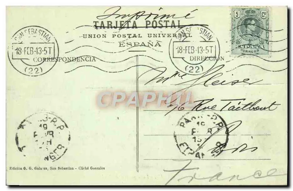 San Sebastián — Allgemeiner Blick vom Monte Ulia — Ausgabe G. G. Galaiza - Rückseite