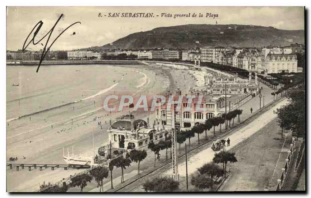 San Sebastián — Allgemeiner Blick auf die Strandpromenade — Édition G. G. Gavarra - Vorderseite