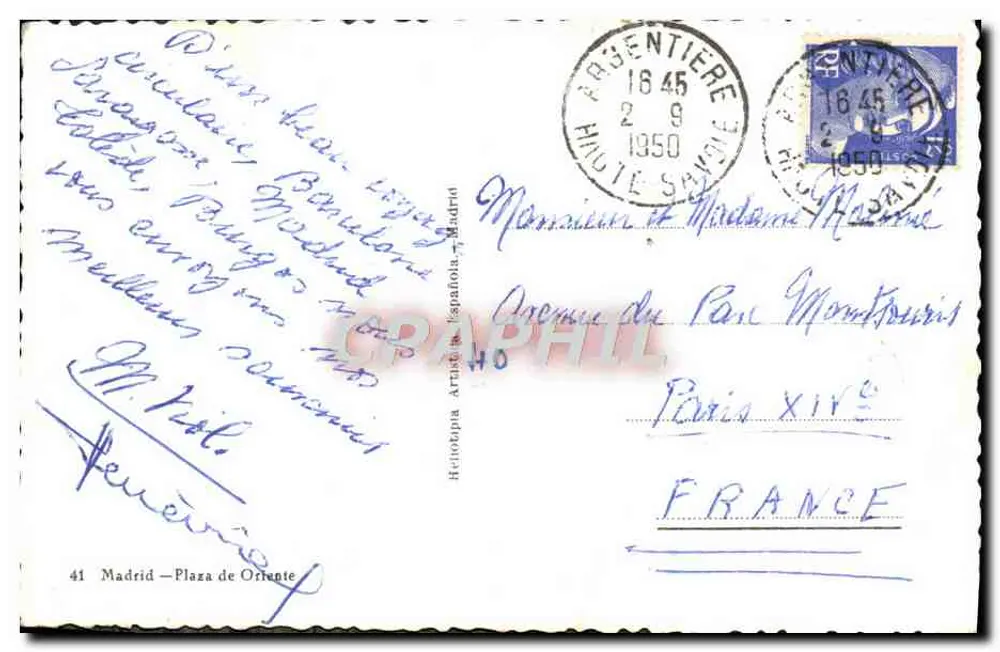 Madrid — Plaza de Oriente — Editor H. Népoubyra, n°41 - Verso
