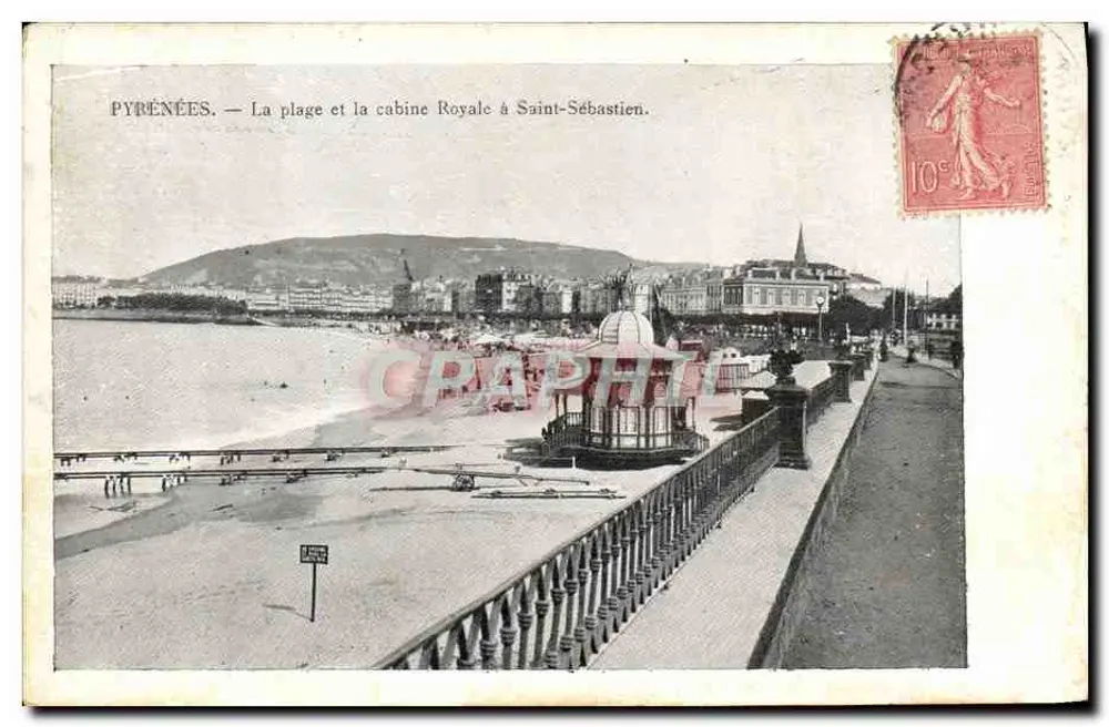 Pyrénées — Die Strandpromenade und das Königliche Kabinenhaus in Saint-Sébastien — Sonderedition des Poulain Schokoladen - Vorderseite