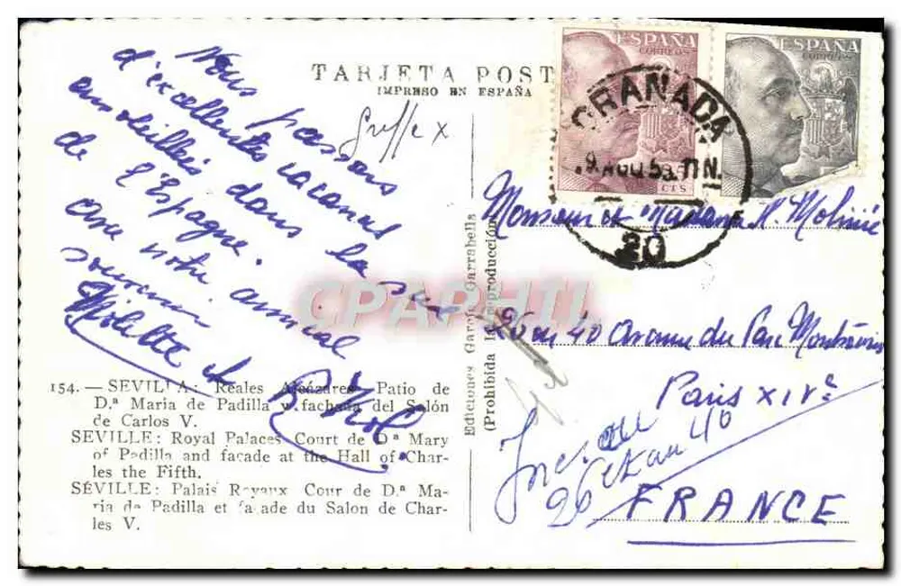 Palácio Real de María Padilla — Pátio dos Laranjais — Edições Garof GARRACHÉLLI - Verso