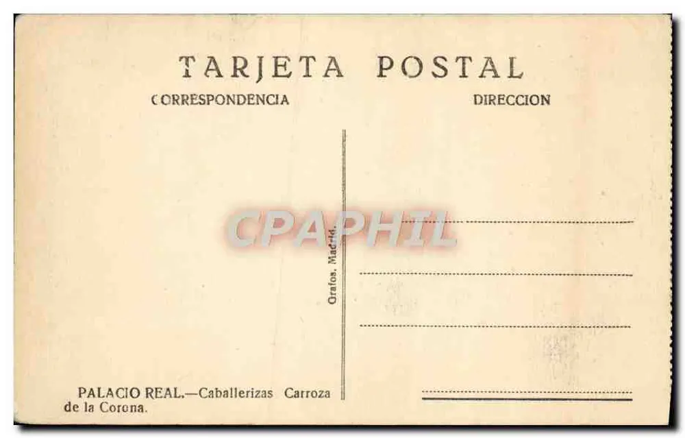 Königlicher Kutsche — Palacio Real — Verlag Palacio Real, Madrid - Rückseite