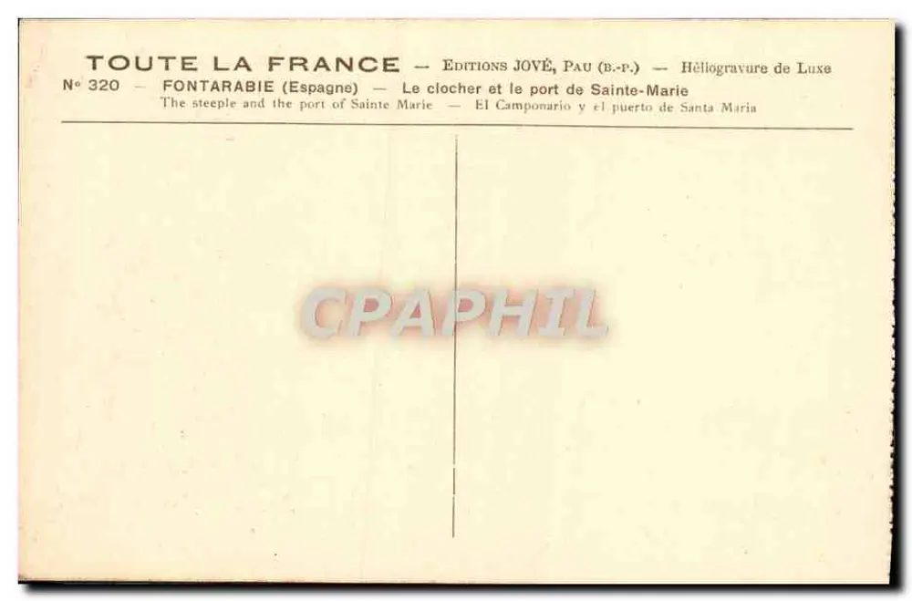 Fontarabie — Der Turm und der Hafen von Sainte-Marie — Éditions Jové, Pau (B.P.) - Rückseite