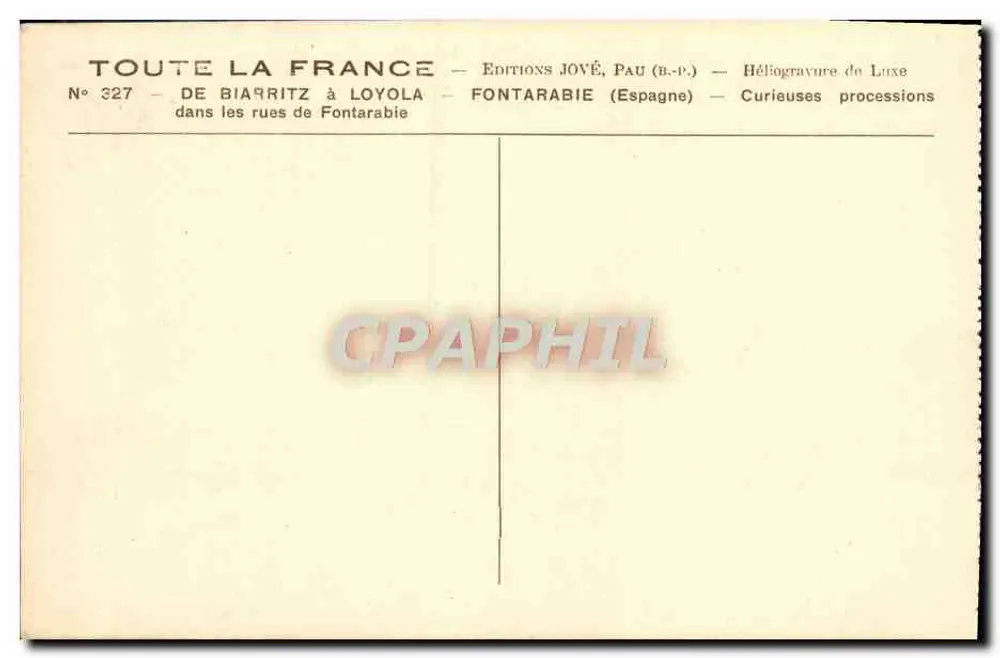 Prozession in Fontarabie — Éditions Jové, Pau — Nr. 327 - Rückseite