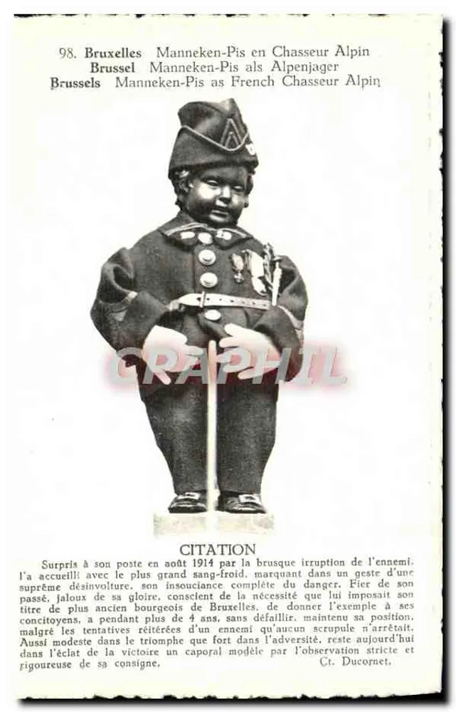 Manneken-Pis als Alpinjäger — Brüssel — Phototypie A. Dohimen, Brüssel - Vorderseite