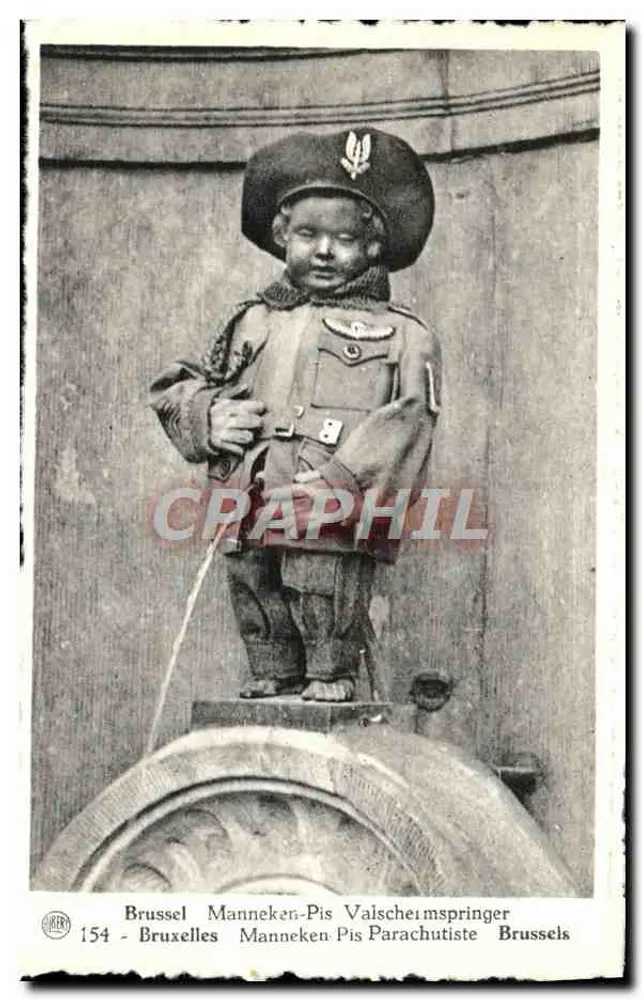 Manneken Pis — Statue von Brüssel — Phototypie A. Dahnman, Brüssel, Nr. 154 - Vorderseite