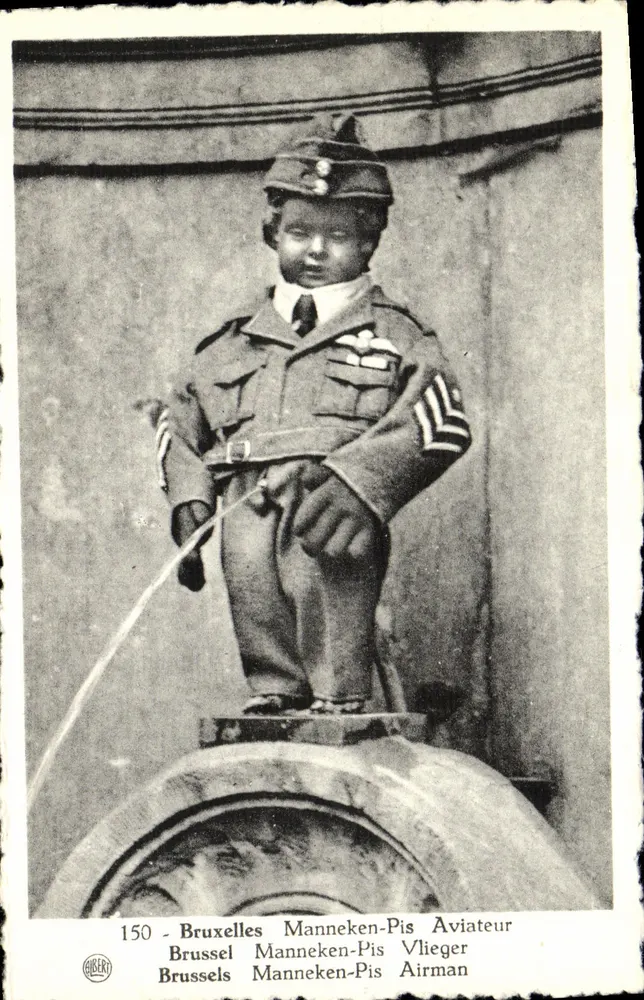 Bruxelas - Manneken-Pis em uniforme de aviador - Gibert, n°150 - Frente
