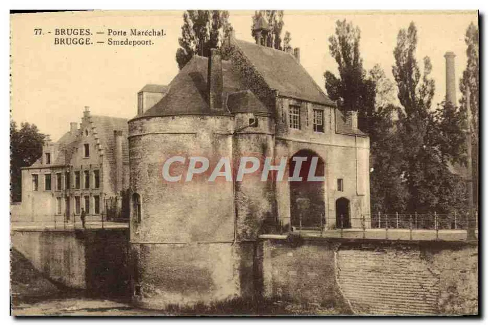 Bruges — Porta Maréchal — Smedeport — editor Henri Georges, Bruxelas, n° 77 - Frente