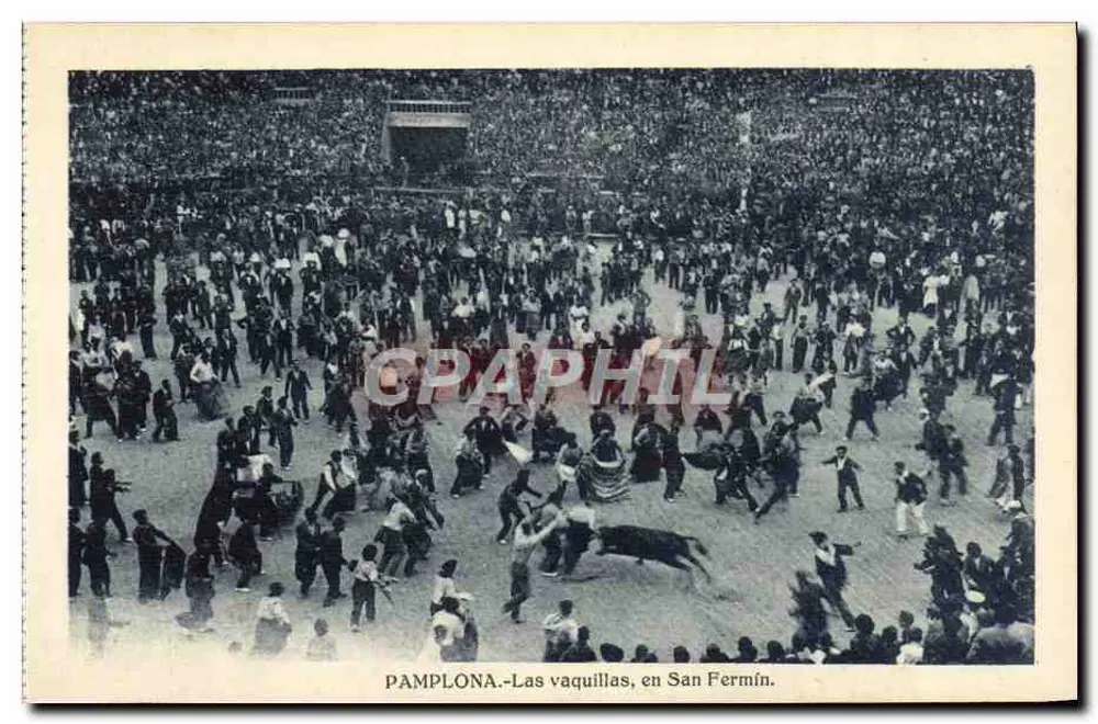 Pamplona.-Las vaquillas, in San Fermín. - Vorderseite