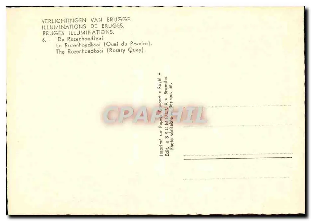 Brügge — Beleuchtung — Quai du Rosaire — Verlag B. ROYAL, Brüssel - Rückseite