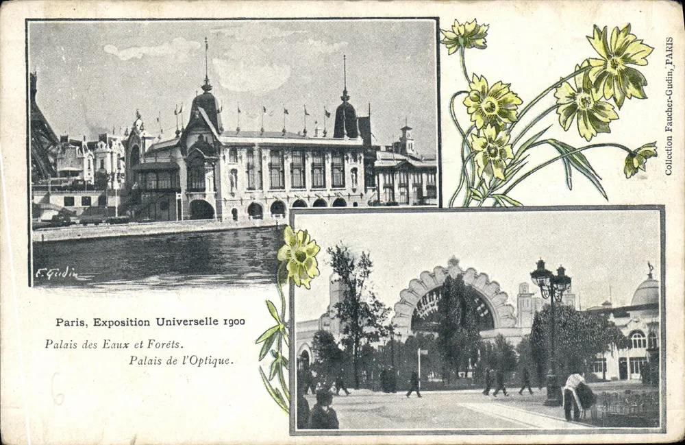 Palais des Eaux et Forêts — Palais de l'Optique — Weltausstellung 1900 — Verleger Faucher-Guidin, Paris - Vorderseite