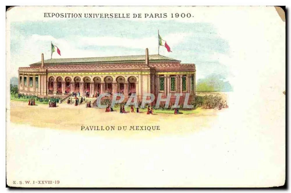 Weltausstellung Paris 1900 — Pavillon Mexiko — E.S.W. I-XXVIII-19 - Vorderseite