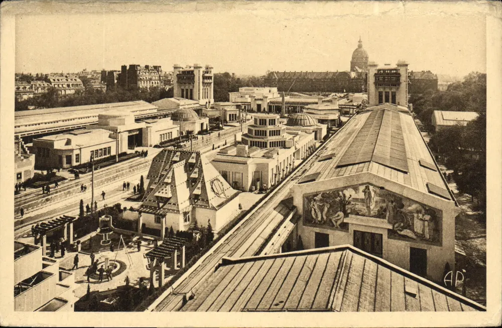 Paris - Ausstellung der dekorativen Künste — Panoramablick Richtung Invaliden — E. Papeghin, 24, rue des Petits-Écureuils, Paris - Vorderseite