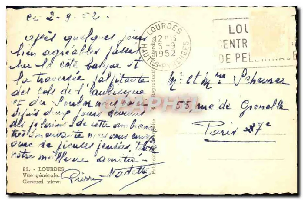 Lourdes — Vista geral — Rimy-Nodette, n°83 - Verso