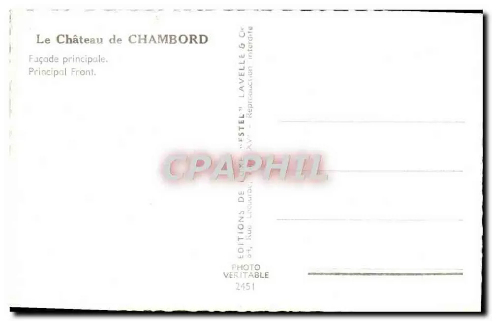O Castelo de CHAMBORD — Fachada Principal — Estel - Verso