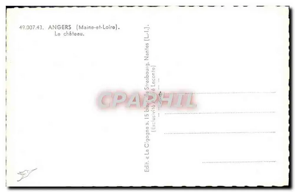 Angers — O Castelo — Edit. « La Cigogne » - Verso
