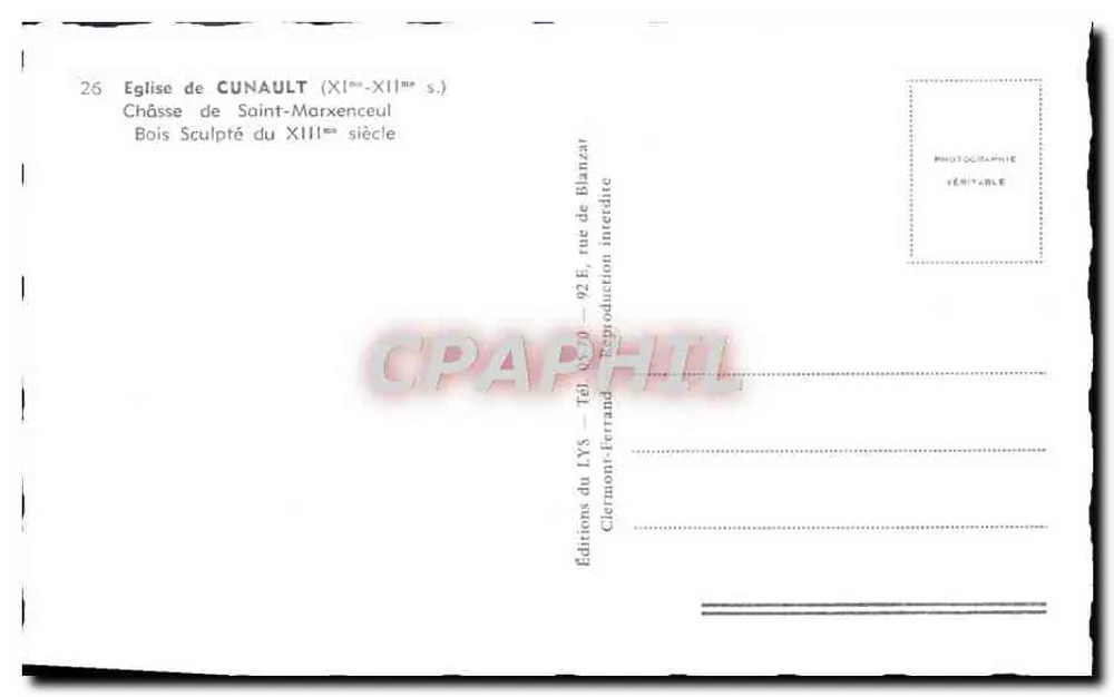 Igreja de Cunault — Cápsula de São Marxenceul — Éditions du LYS - Verso