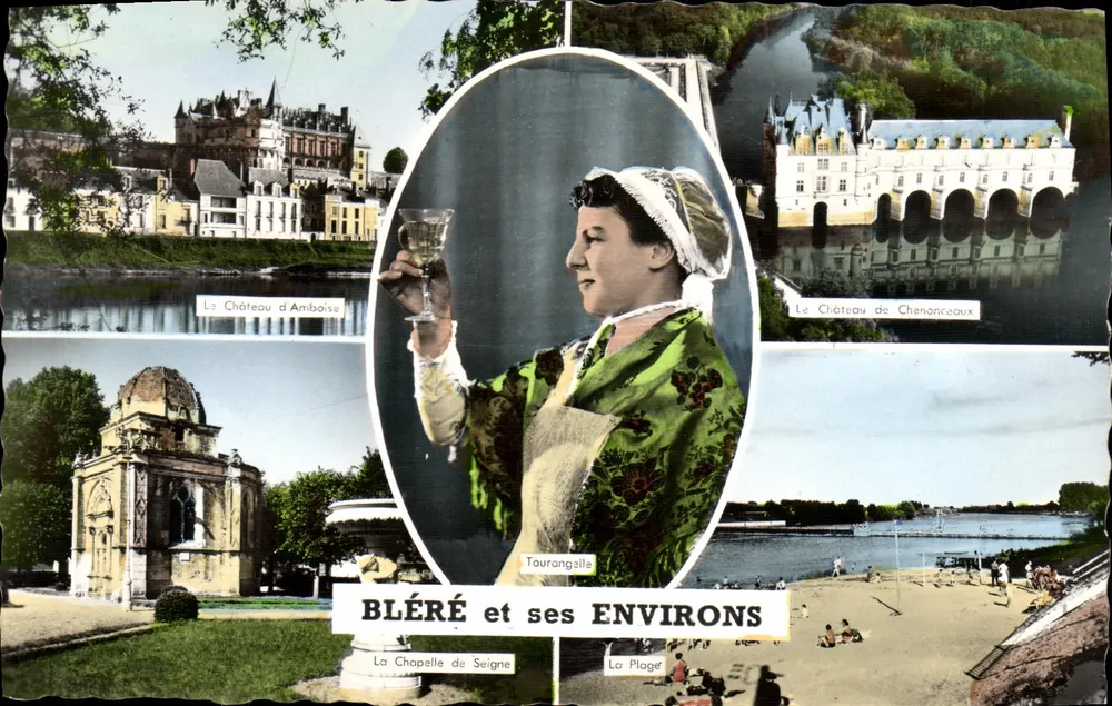 Bléré und seine Umgebung — Schlösser von Amboise und Chenonceaux, Kapelle von Seigne, Tourangalle, La Plage — Éditions Gaby, Nantes - Vorderseite