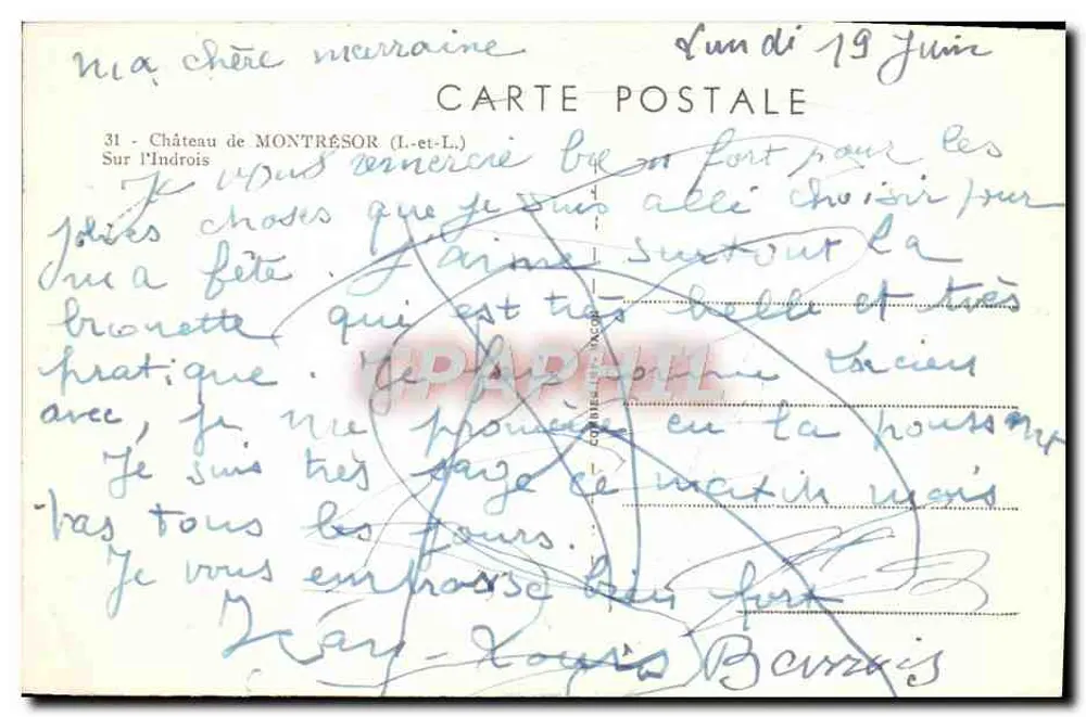Castelo de Montresor — sobre o Indrois — editor Cim, n°31 - Verso