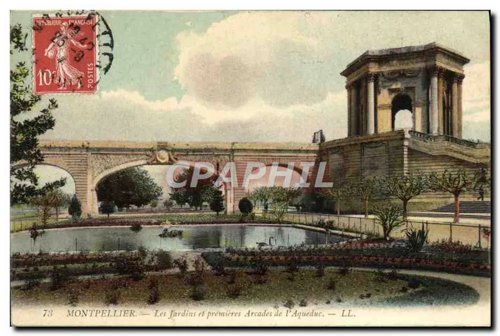 Montpellier — Die Gärten und ersten Arcaden des Aquädukts — LL. - Vorderseite