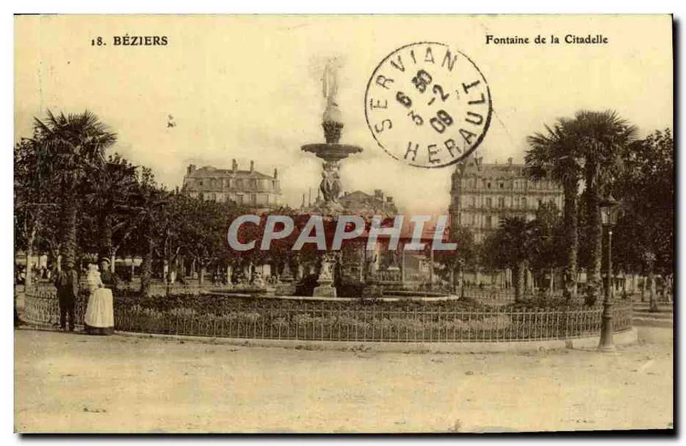 Béziers — Fontaine de la Citadelle — Éditeur : Servian Herau, n°18 - Vorderseite