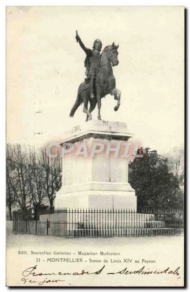 Montpellier - Statue von Louis XIV am Peyrou — Edit. Nouvelles Galeries - Magasins Modernes, n°21 - Vorderseite