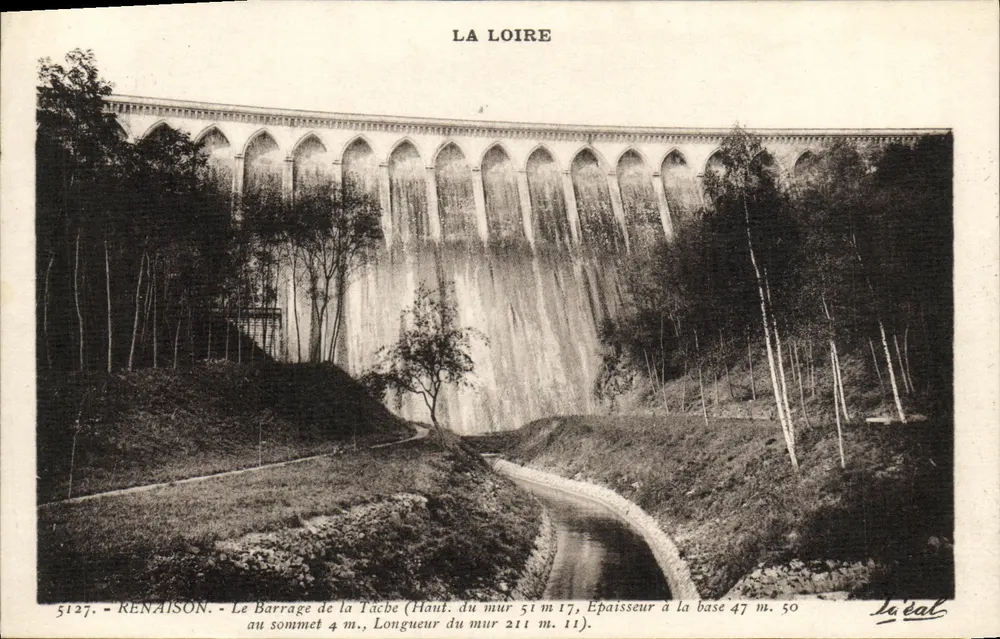 El dique de la Tâche en Renaison — La Loira — editor Laécal, n° 5127 - Anverso