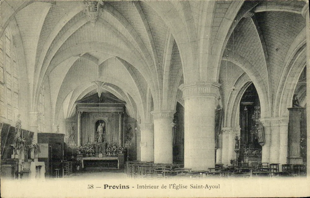 Provins — Innenansicht der Kirche Saint-Ayoul — Verleger unbekannt, Nr. 58 - Vorderseite