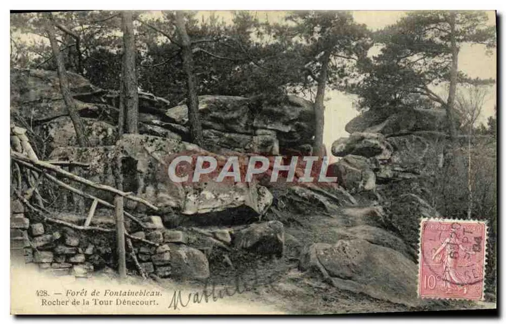 Forêt de Fontainebleau — Rocher de la Tour Dénécourt — éditeur M. Mattioli, n° 428 - Vorderseite