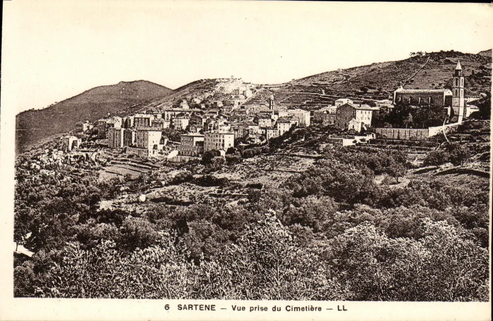Sartène — Vista tomada desde el Cementerio — LL - Anverso