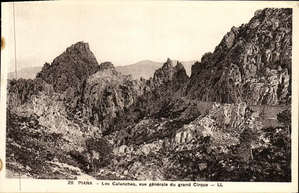 Piana - Les Calanches, allgemeiner Blick auf den großen Cirque — LL - Vorderseite
