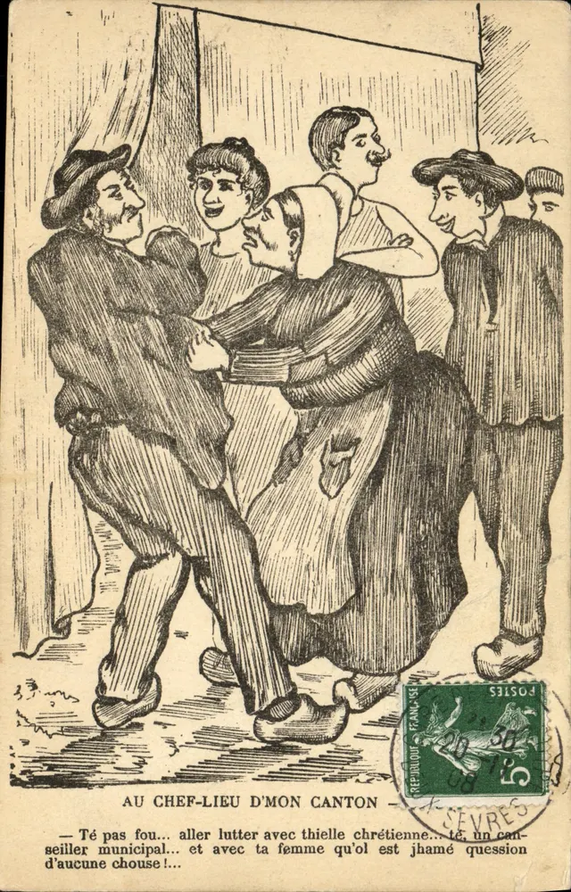 No centro de um distrito — caricatura de um conselheiro municipal — Ed. Th. Martin, Niort - Frente