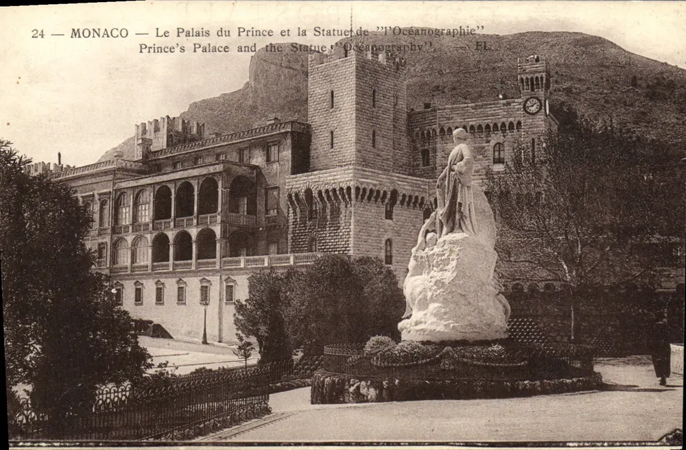 Monaco — Schloss des Prinzen und Statue der Ozeanografie — Verlag F.L. - Vorderseite